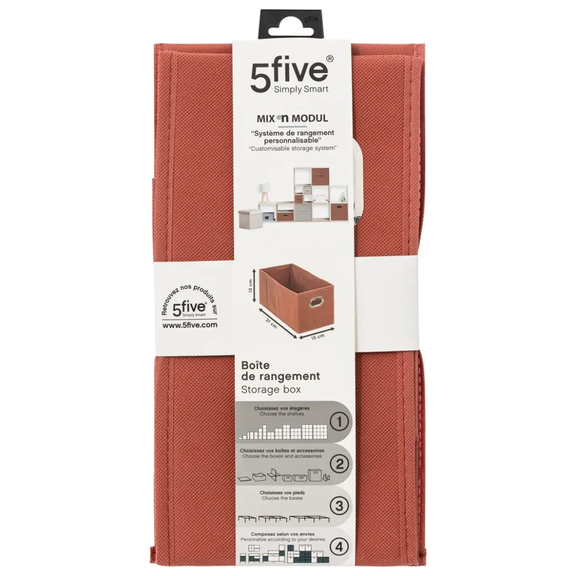 BOITE DE RANGEMENT 15X31CM TERRE SIENNE