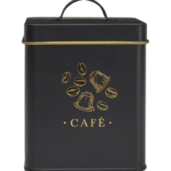 BOITE METAL NOIR ET DORE CAFE
