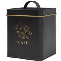 BOITE METAL NOIR ET DORE CAFE