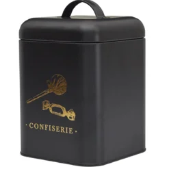 BOITE METAL NOIR ET DORE CONFISERIE