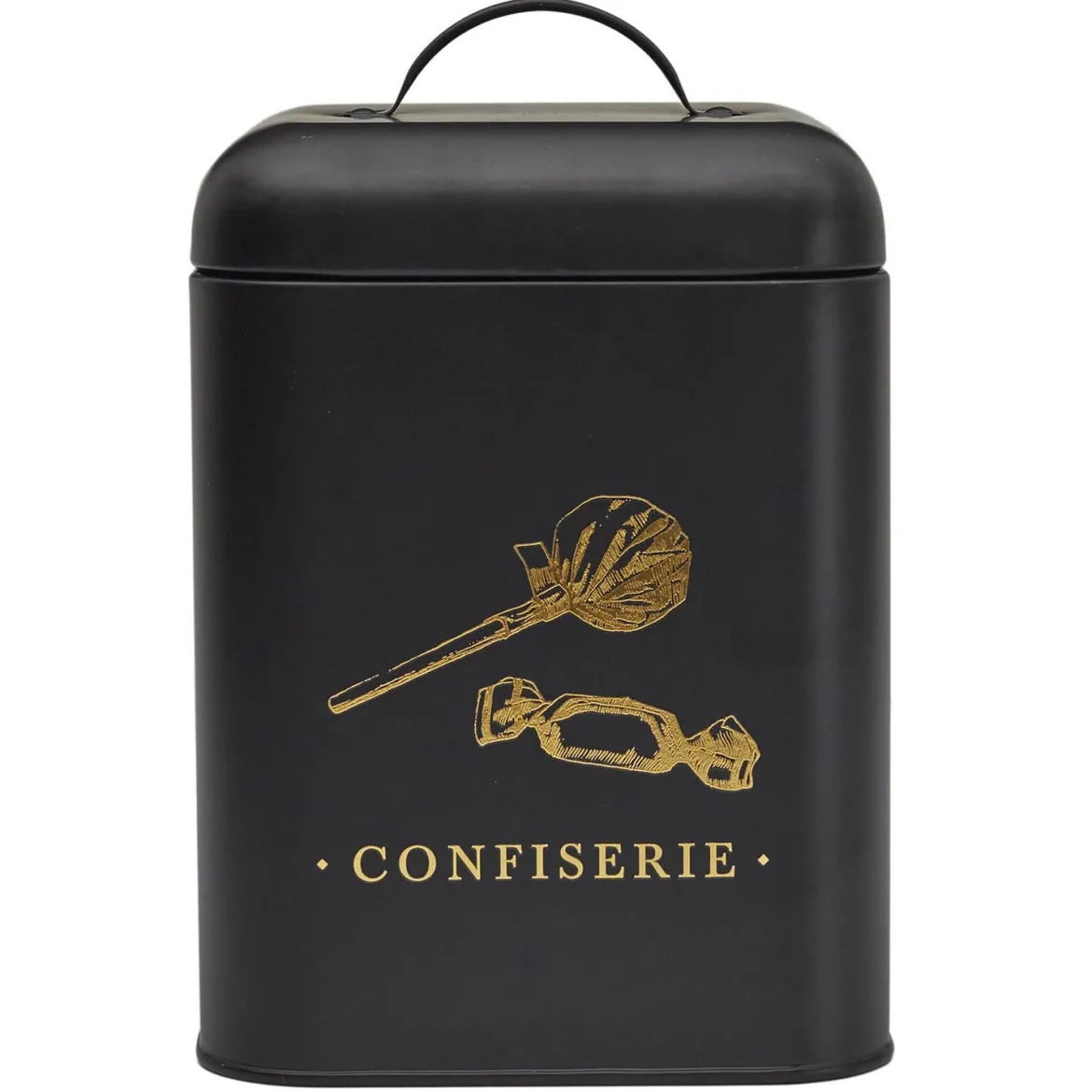 BOITE METAL NOIR ET DORE CONFISERIE