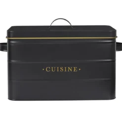 BOITE METAL NOIR ET DORE CUISINE