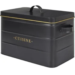 BOITE METAL NOIR ET DORE CUISINE
