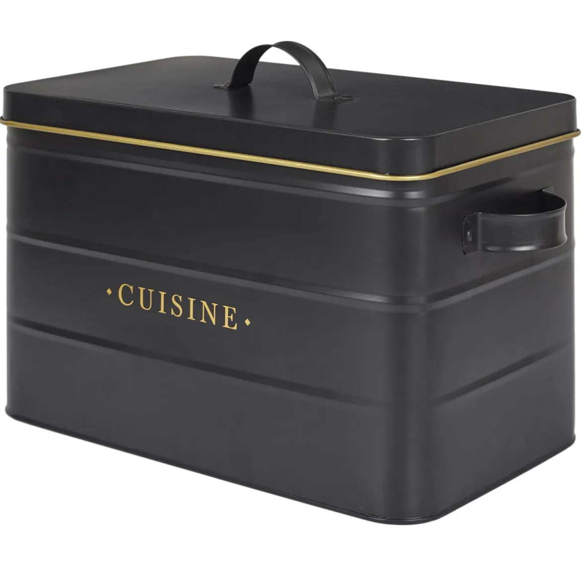 BOITE METAL NOIR ET DORE CUISINE