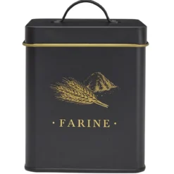 BOITE METAL NOIR ET DORE FARINE