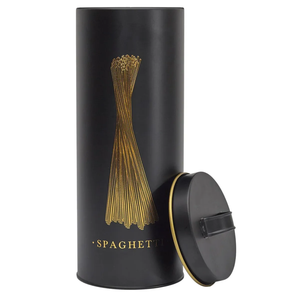 BOITE METAL NOIR ET DORE SPAGHETTI