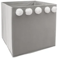 BOITE RANGEMENT POMPON GRIS D.29X29CM