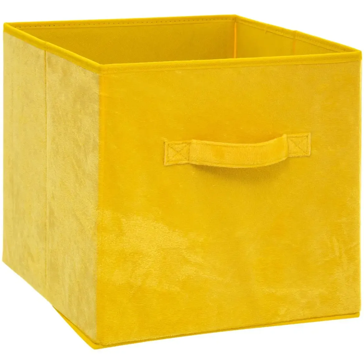 BOITE RANGEMENT VELOURS JAUNE 31X31CM