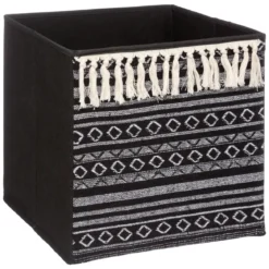 BOITE RANGEMENT 31X31CMCM ETHNIQUE POMPON