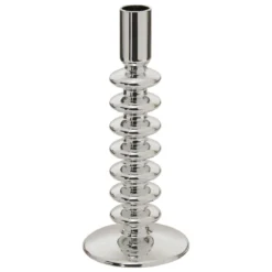 BOUGEOIR VERRE SKY ARGENT H.21.5CM