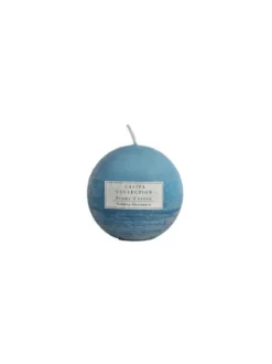 BOUGIE BOULE BICOLORE GIVREE D.8CM BLEU