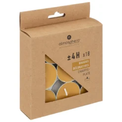 BOUGIE CHAUFFE PLAT HUGO JAUNE D.3.75CM X18 PIECES