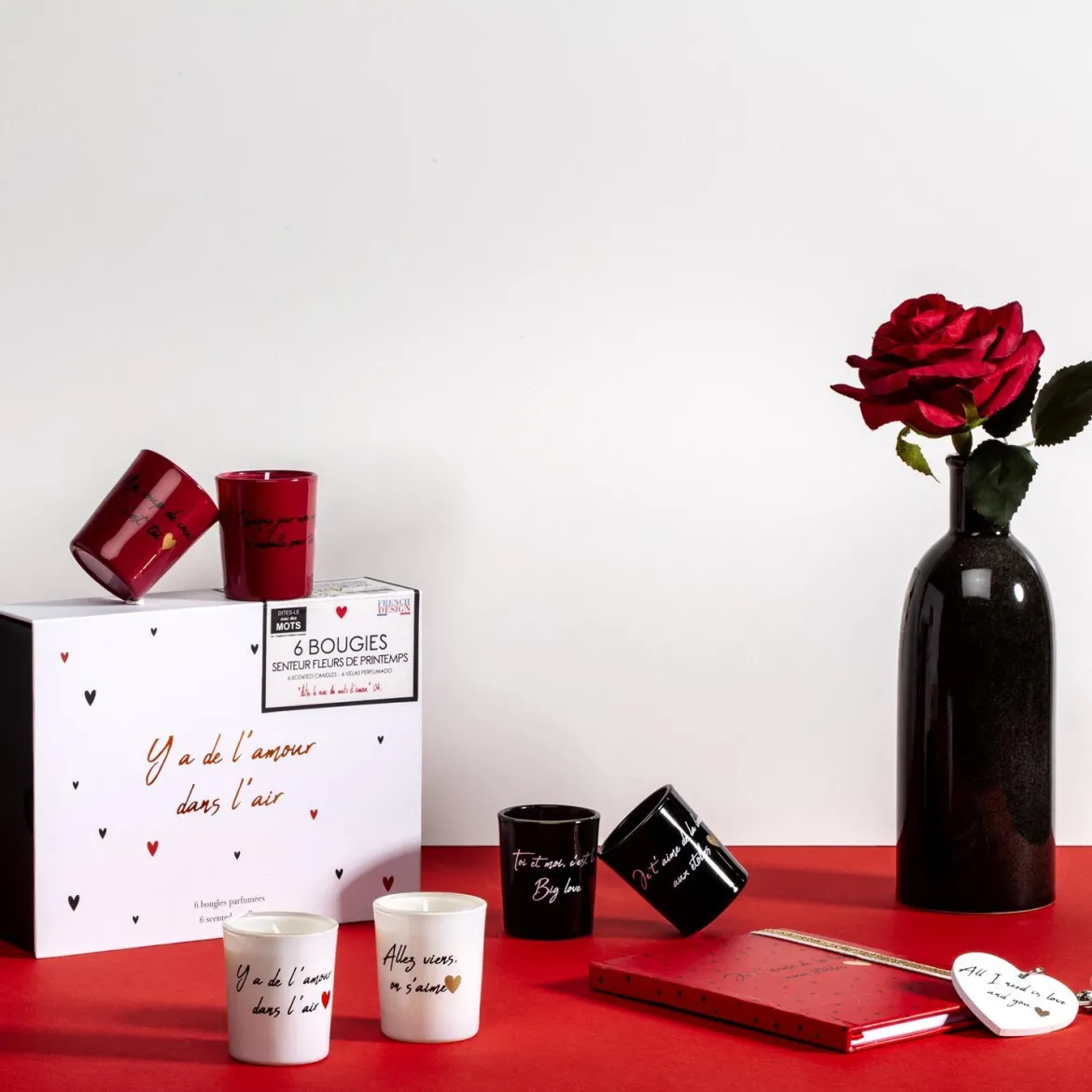 BOUGIE MOTS AMOUR X6 PIECES COFFRET