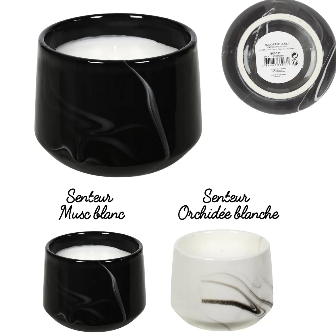 BOUGIE PARFUMEE MARBREE H9.5CM