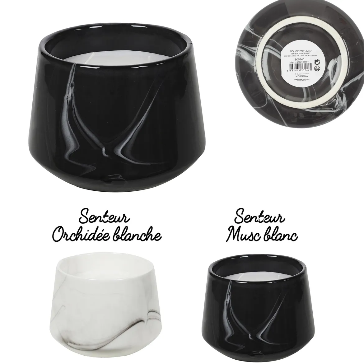 BOUGIE PARFUMEE MARBREE H13.5CM