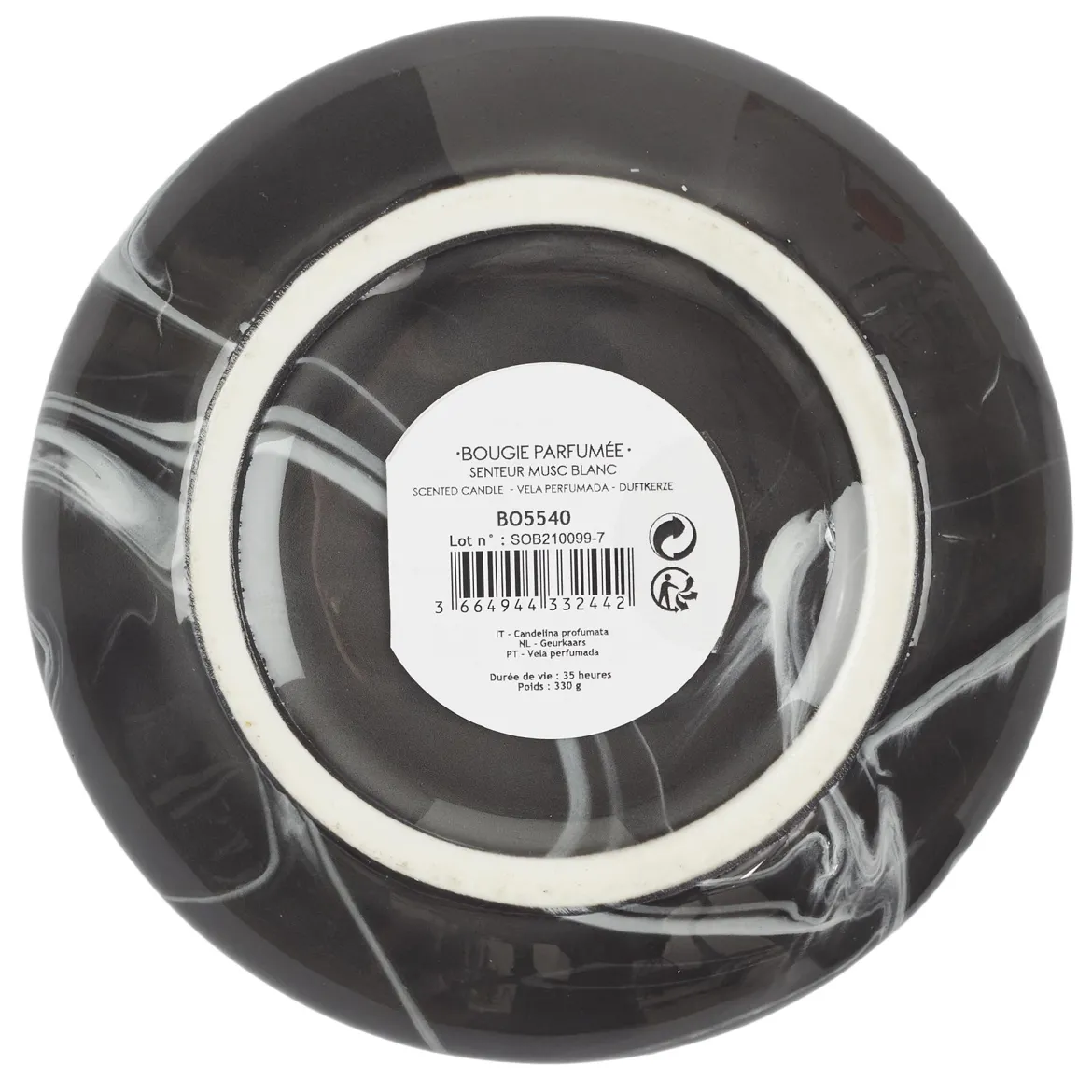 BOUGIE PARFUMEE MARBREE H13.5CM