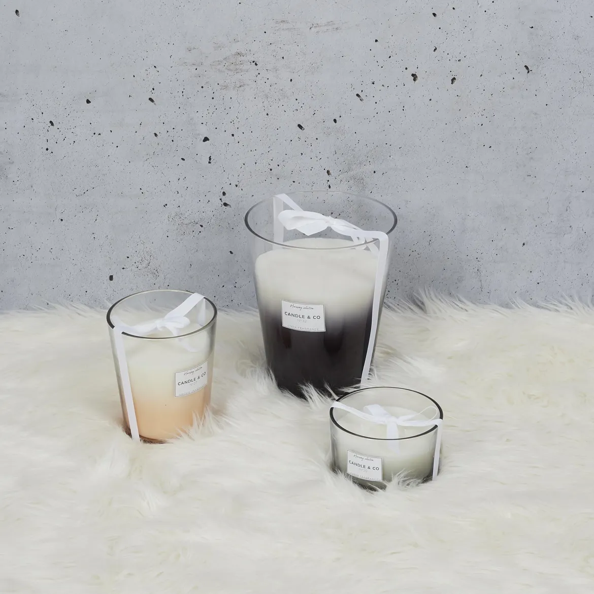 BOUGIE PARFUMEE 3 MECHES GRIS HARMONY D13CM