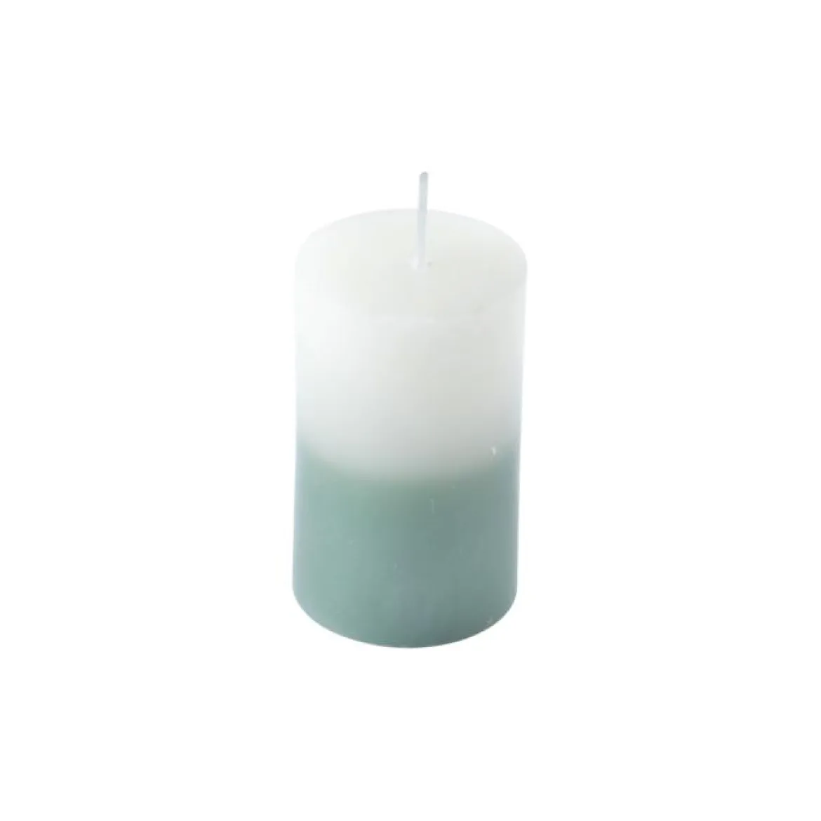BOUGIE PILIER 5X8CM TIE DYE BLANC ET CELADON