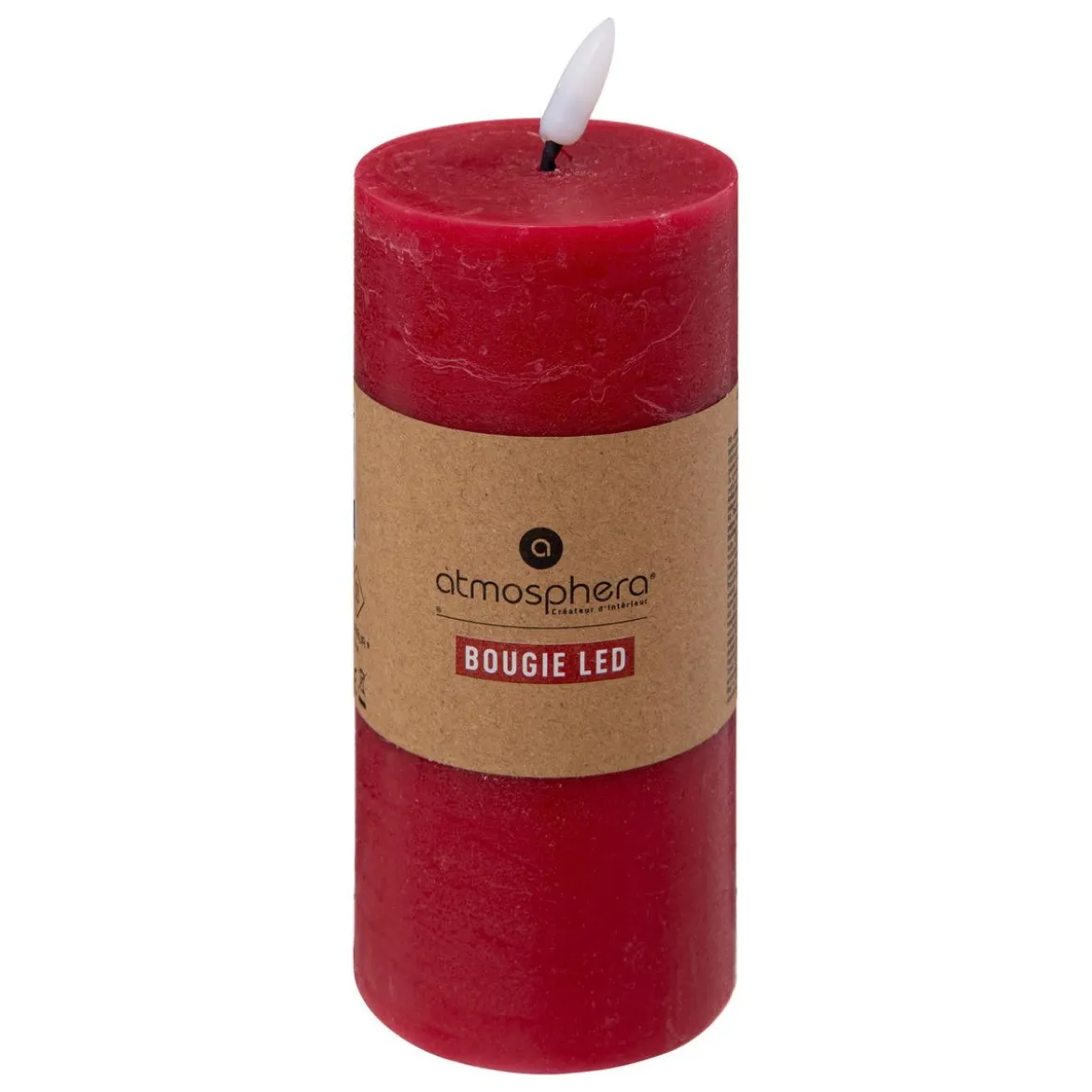 BOUGIE RONDE LED MOLIA ROUGE 7X18CM