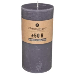 BOUGIE RONDE OLIA GRIS FONCE D.6.8X14CM