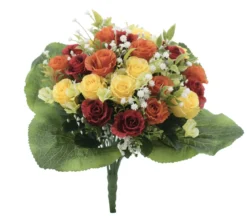 BOUQUET BOUTONS ROSES ET GYPSO H.37CM 2 COULEURS