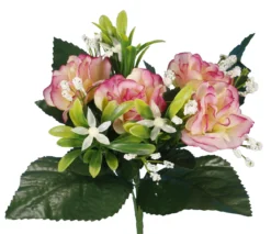 BOUQUET BUISSON ROSETTES H25CM