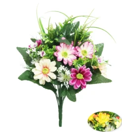 BOUQUET DE MARGUERITES ET FEUILLAGES H.40CM