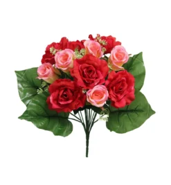 BOUQUET DE ROSES ET BOUTONS DE ROSES H.40CM