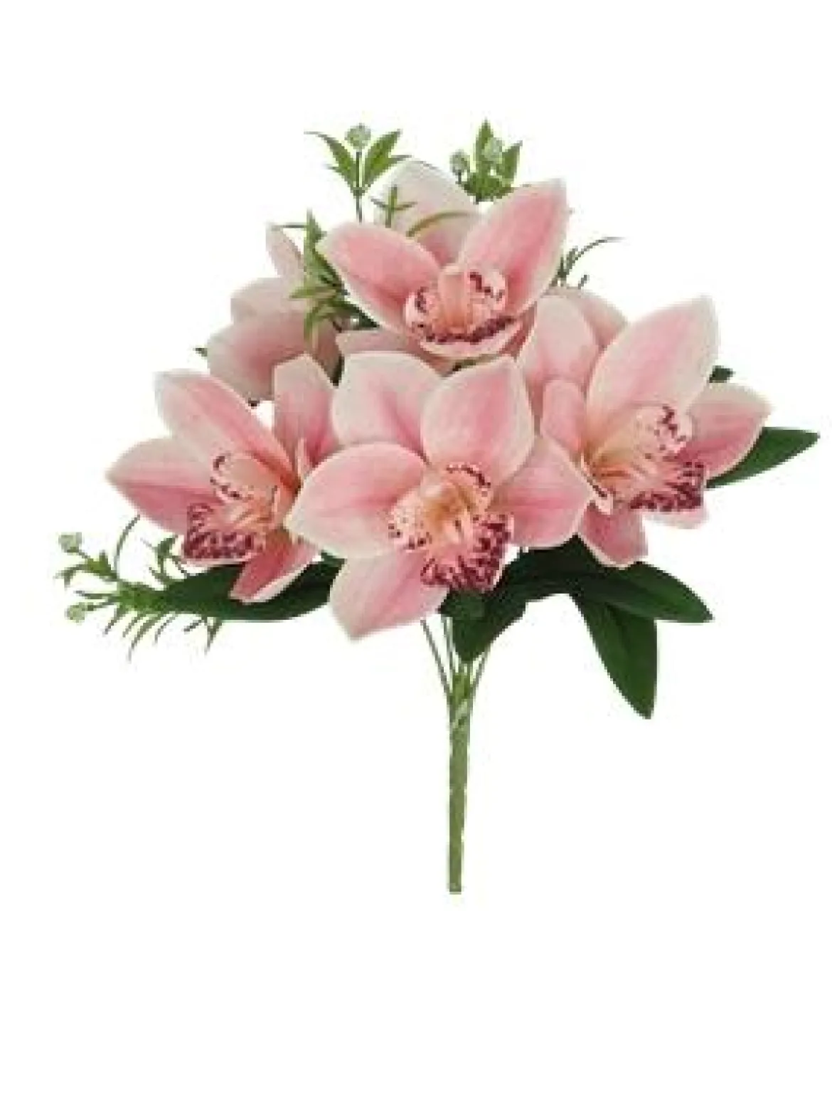 BOUQUET 6 ORCHIDEES H.34CM BLANC ET ROSE