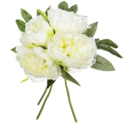 BOUQUET 4 PIVOINES BLANC H.30CM