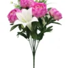 BOUQUET PIVOINES ET LYS H.52CM