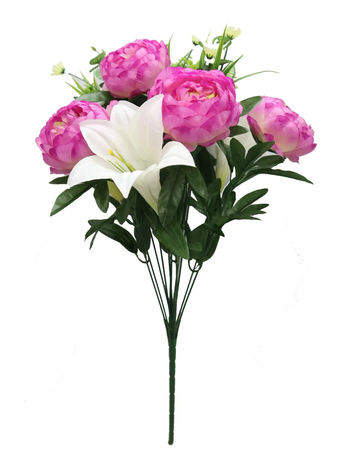 BOUQUET PIVOINES ET LYS H.52CM