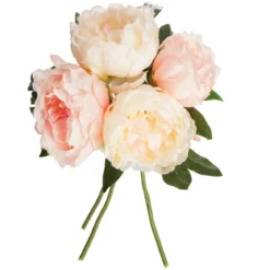BOUQUET 4 PIVOINES ROSE H.30CM