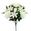 BOUQUET ROSES ET LYS H.51CM BLANC