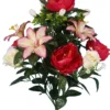 BOUQUET X14 PIVOINES LILIUMS ET ROSES H50CM