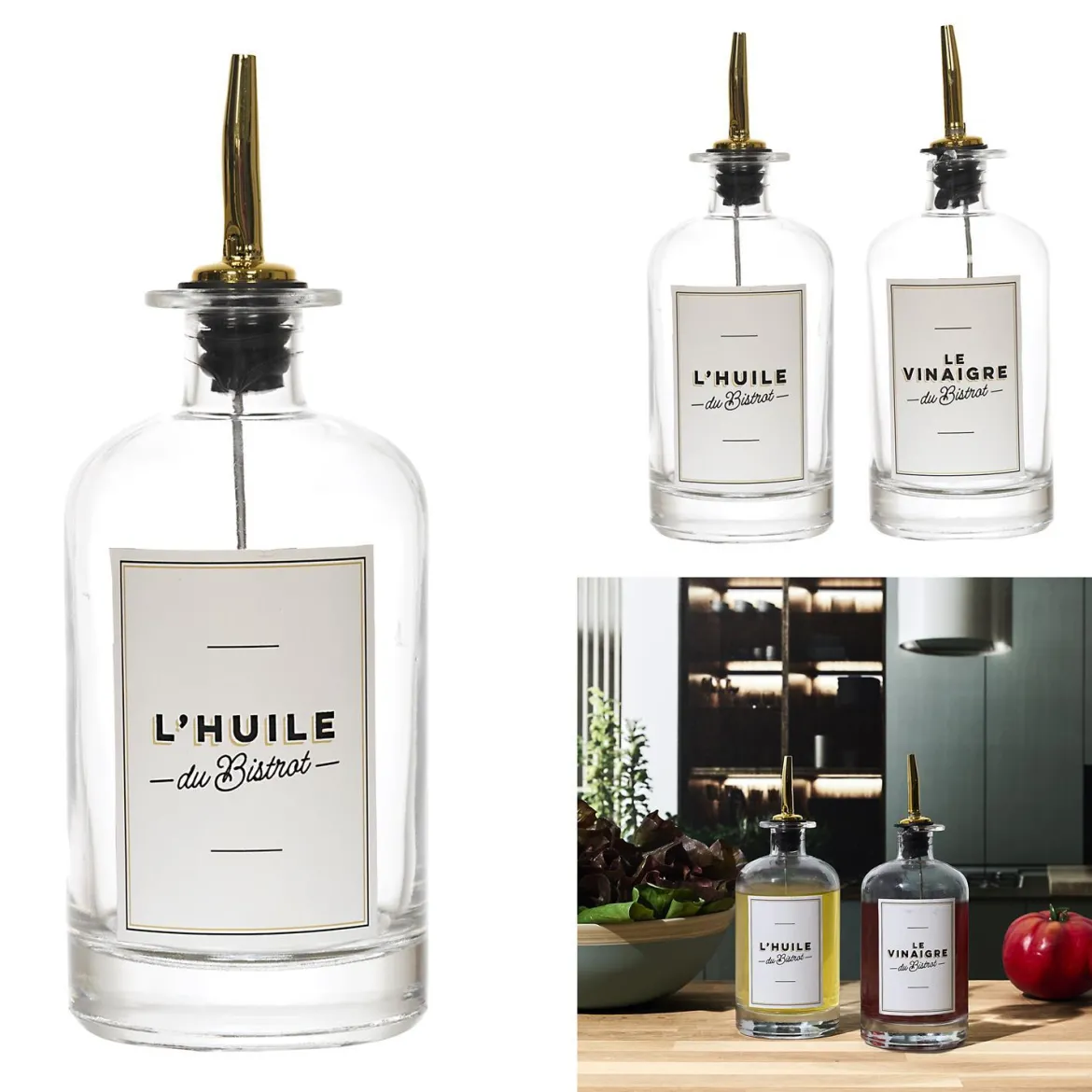 BOUTEILLE HUILE VINAIGRE ETIQUETTE BISTROT 50CL