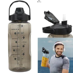 BOUTEILLE MOTIVATION TRANSPARENTE NOIRE 2L M6