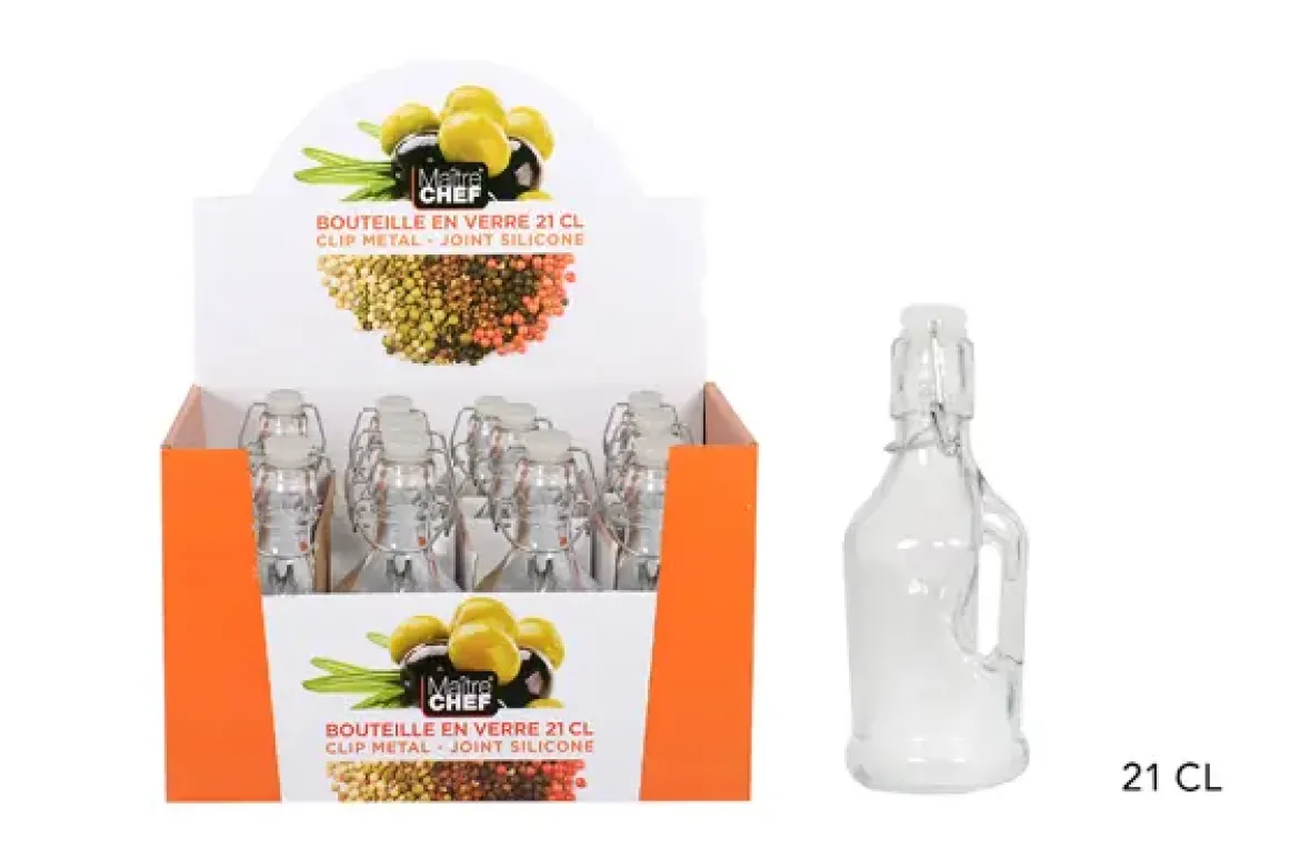 BOUTEILLE VERRE AVEC ANSES 21CL