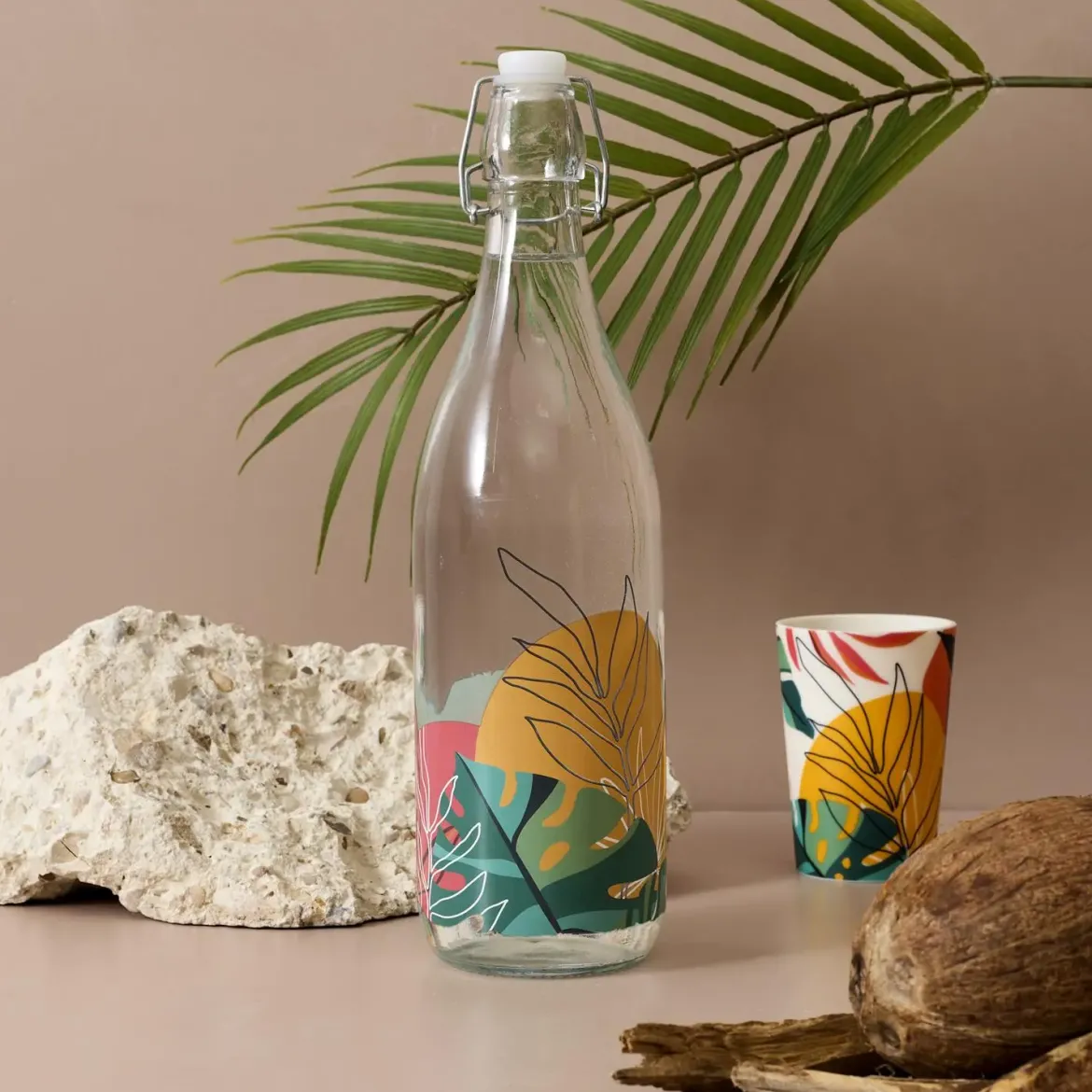 BOUTEILLE VERRE CLAPET PARADIS EXOTIQUE 1L