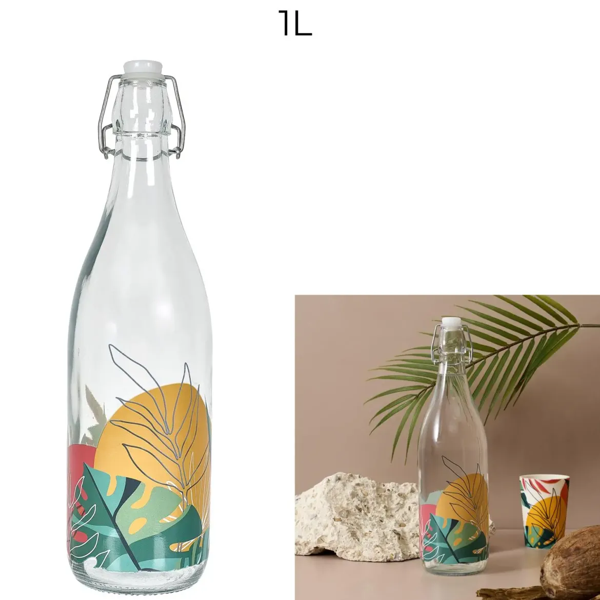 BOUTEILLE VERRE CLAPET PARADIS EXOTIQUE 1L