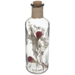 BOUTEILLE VERRE FLEURS SECHEES D.9X28CM