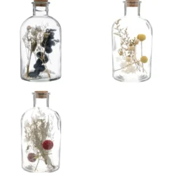 BOUTEILLE VERRE FLEURS SECHEES