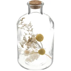 BOUTEILLE VERRE FLEURS SECHEES