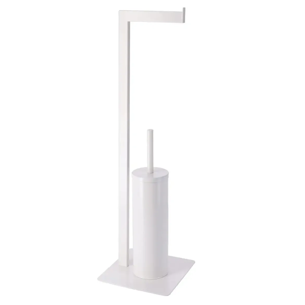 BROSSE ET DEROULEUR PAPIER WC METAL BLANC
