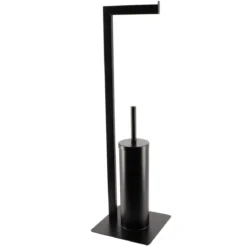 BROSSE ET DEROULEUR PAPIER WC METAL NOIR