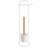 BROSSE ET DEROULEUR PAPIER WC METAL BLANC BAMBOU