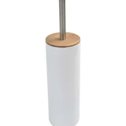 BROSSE WC AVEC COUVERCLE BAMBOU BLANC