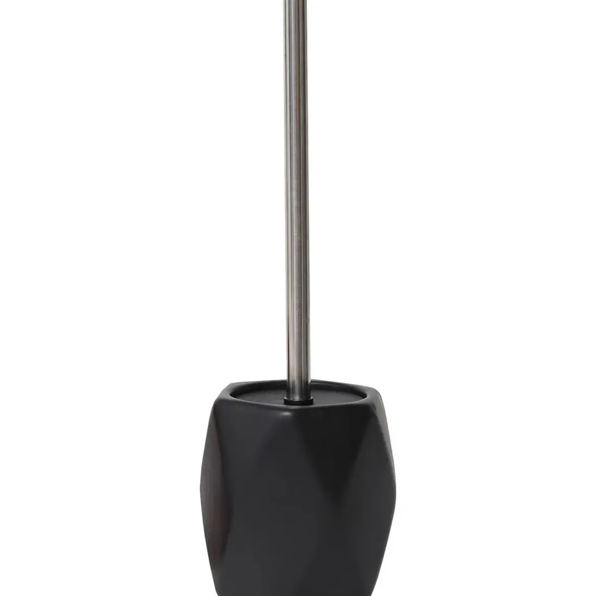 BROSSE WC GRES FORME LOSANGE TIGE ACIER INOXYDABLE NOIR