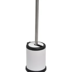 BROSSE WC METAL COUVERCLE RABATTABLE BLANC MAT