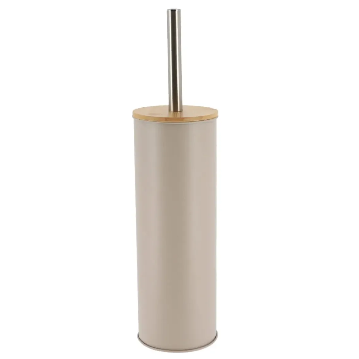 BROSSE WC METAL COUVERCLE BAMBOU TAUPE